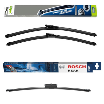 Valeo Silencio X.TRM Flat & Bosch Rear Screen Wiper A - Triple Pack