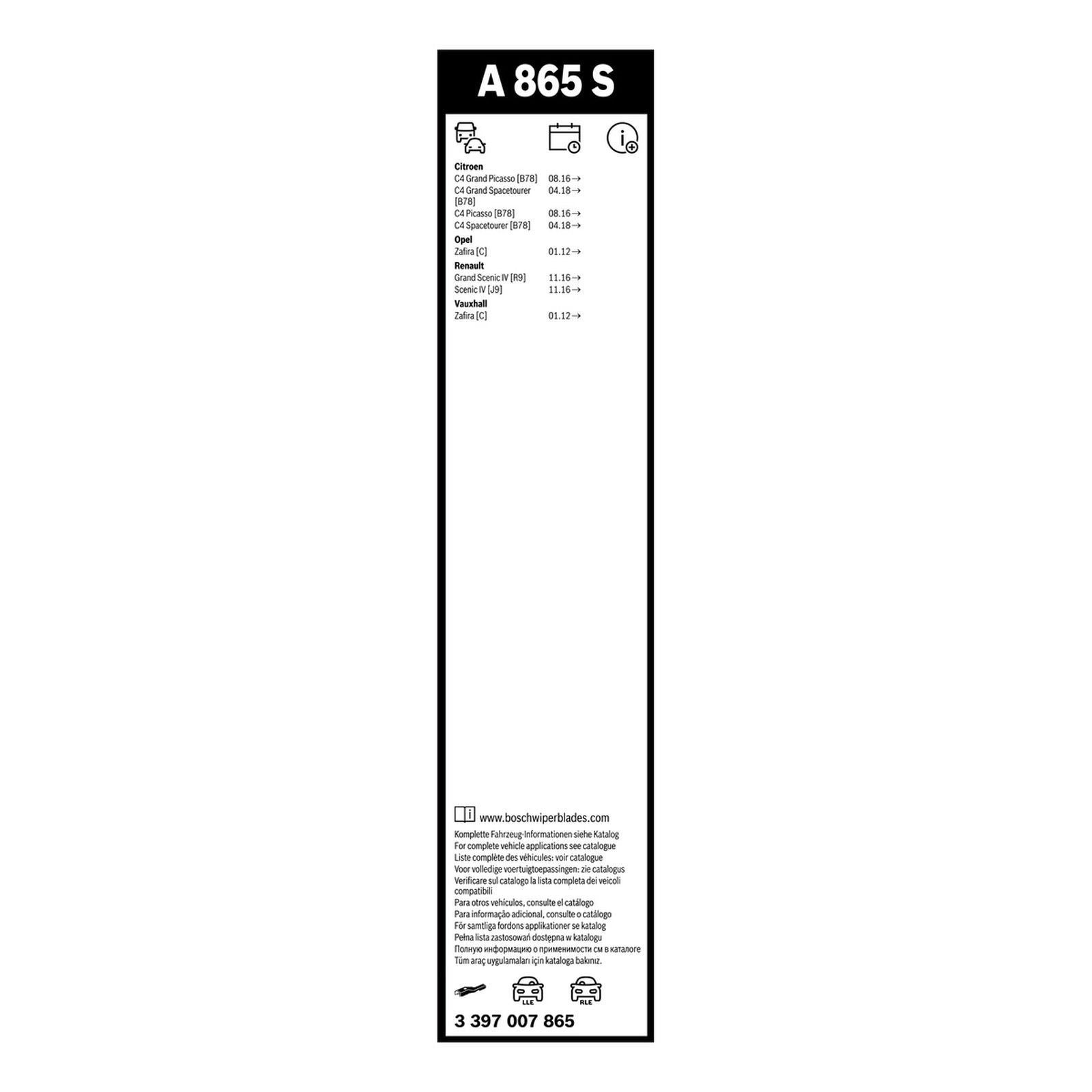 A865S Bosch Aerotwin Twin Pack | Wiper Blades