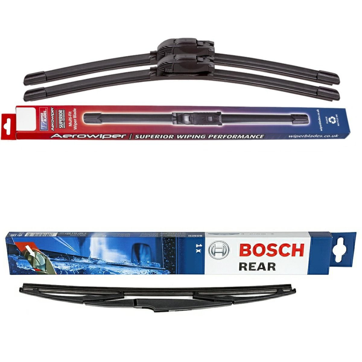 Front And Rear Wiper Blades For Land Rover Discovery 2004-2016 – Set Of 3